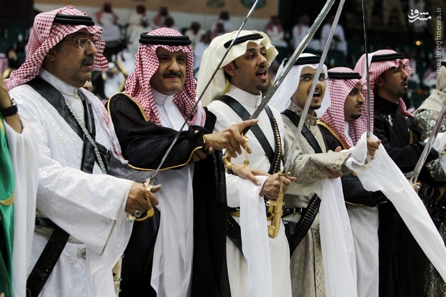Saudi Princes perform a traditional dance on the outskirts of Riyadh