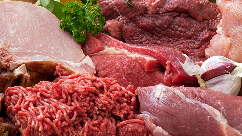 assorted raw meats background